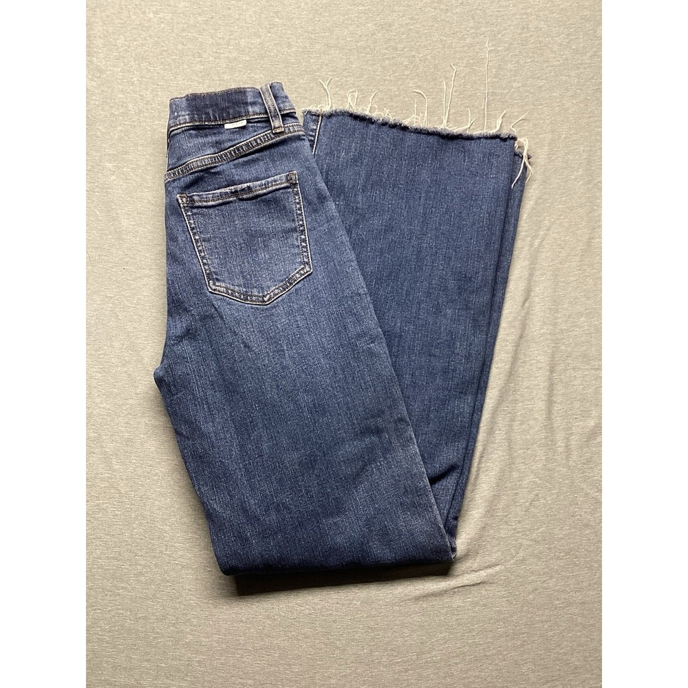 Daze Women's Wide Leg Denim Jeans Size 24 Raw Hem Distressed